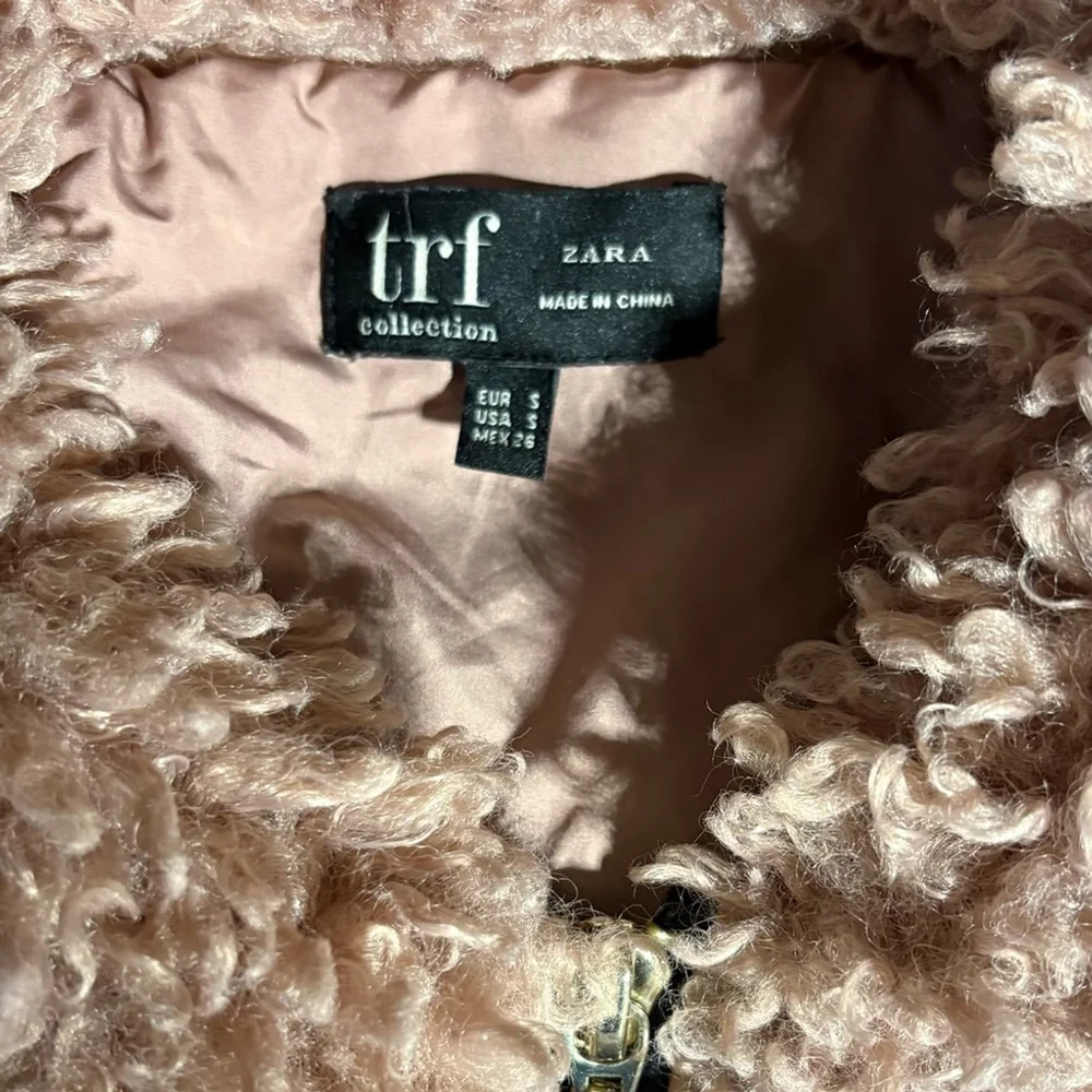 Zara TRF Pink Faux Shearling Teddy Bomber Jacket Sz S - Picture 5 of 6